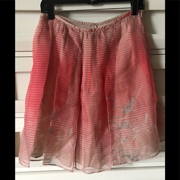 Giorgio Armani coral striped silk organza skirt